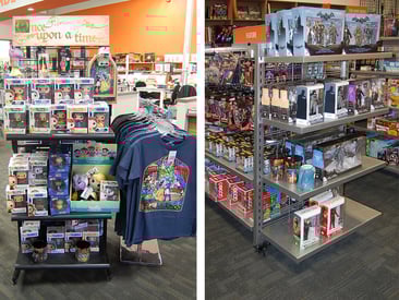 Store displays shelf displays with collectable action figures