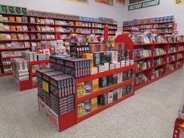 Store display furniture containing books 